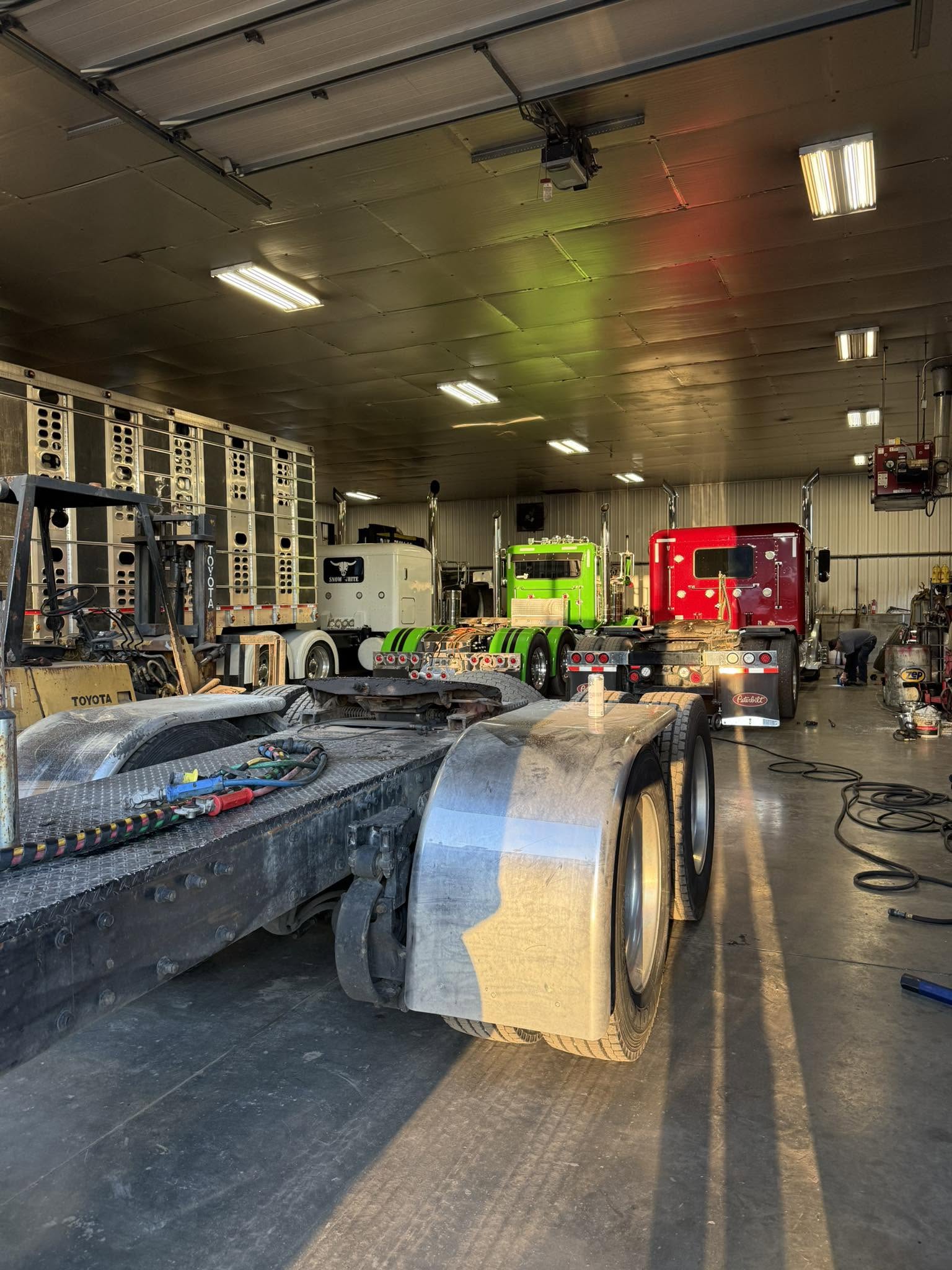 Titan trucks in the maintenance shop
