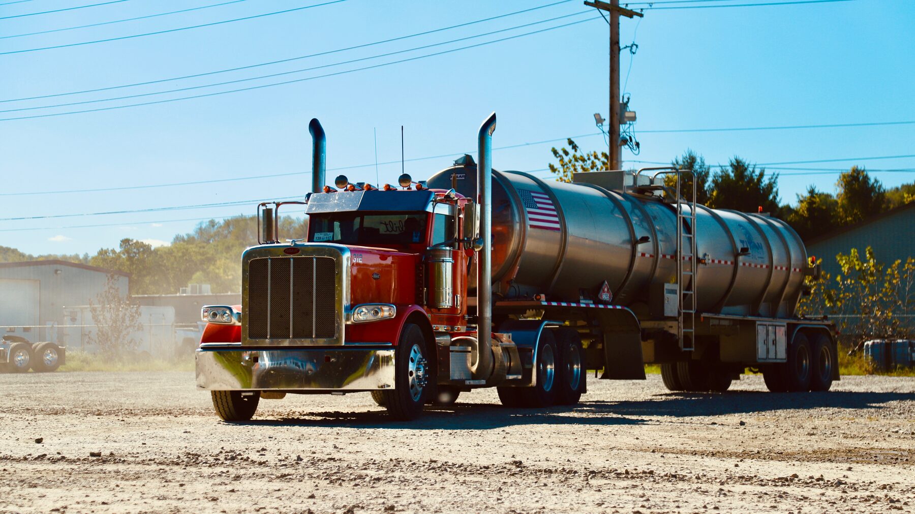 Red Titan Oil Peterbilt 312 with a stainless crude tanker